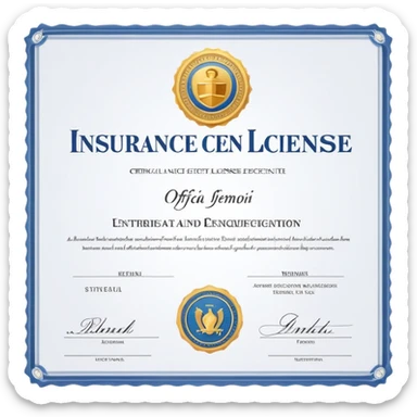 insurance license certificate with official seal sticker