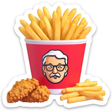 KFC bucket of fried chicken with a side of fries sticker