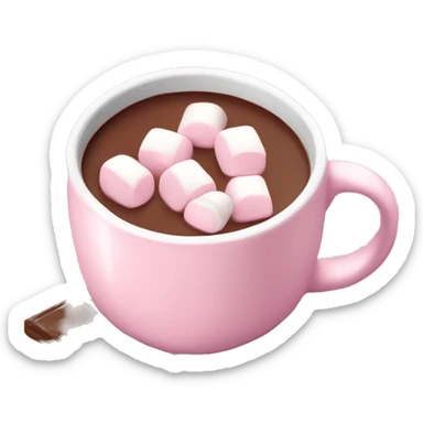Light Pink mug of hot chocolate with marshmallows  sticker