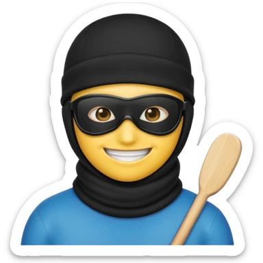 Create an emoji wearing a black ski mask sticker