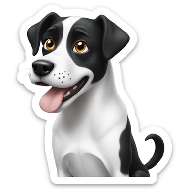 black and white dog begging for food sticker