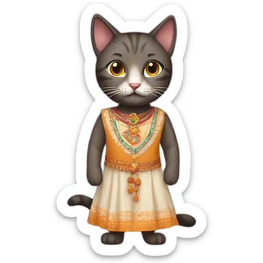 A cat wearing Indianan dress sticker