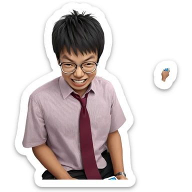 boys smiling with phones sticker