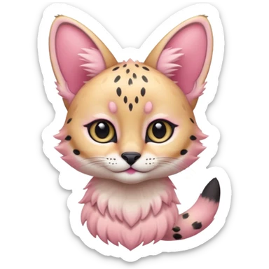 Whitish pastel-rosy-pink cute elegant furry kawaii Serval sticker