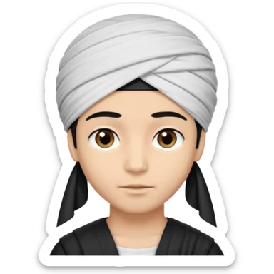 Emoji de un chico con turbante árabe que el chico sea de color piel clara y que tenga cabello negro y de fondo blanco sticker