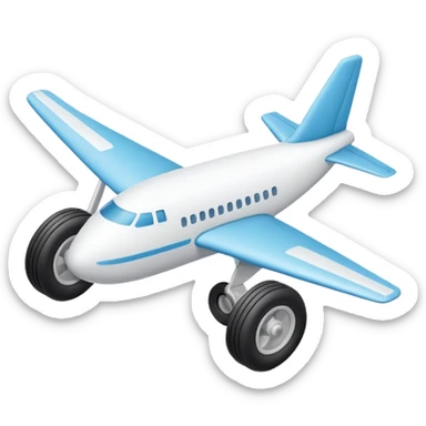 Isometric view of airplane landing gear in emoji style — one inflated, puffy wheel with a strut, soft 3D look, rounded shapes, clean and minimal design, cartoon-like, emoji aesthetic, white background sticker