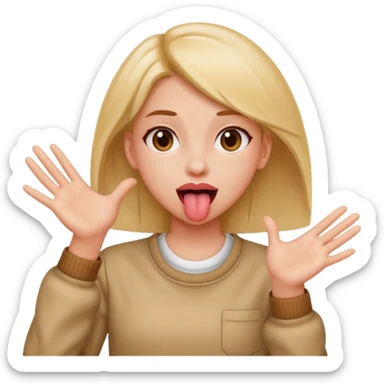 Girl with tongue out and hands to the side sticker