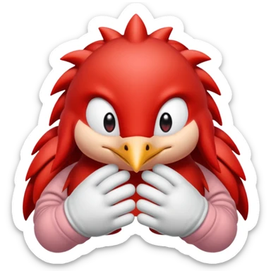 knuckles a red animal with peach arms and white mittens that have no fingers , he’s a echidna with red eyes sticker