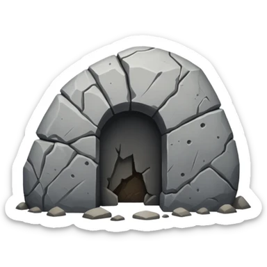 A boulder sealing the entrance to a tomb sticker