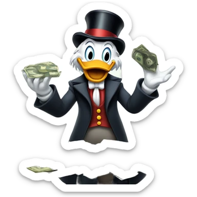 Scrooge McDuck counting money sticker