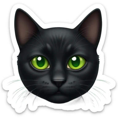 Black cat sort of cranky with green eyes sticker