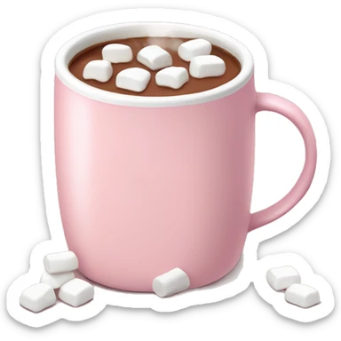 Light Pink mug of hot chocolate with marshmallows  sticker