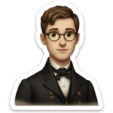 young victorian Man with round glasses, short brown hair sticker