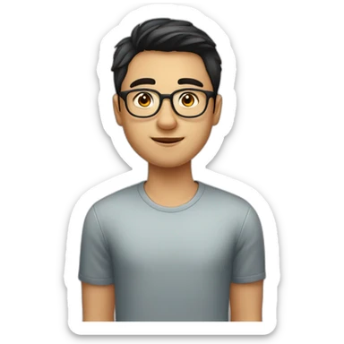 handsome huge eurasian boy wuth glasses, short cut, kinda round face sticker