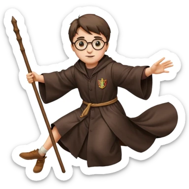 Harry potter flying on a broomstick sticker