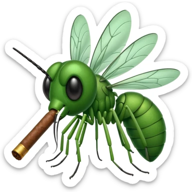 mosquito verde fumando un cigarro sticker