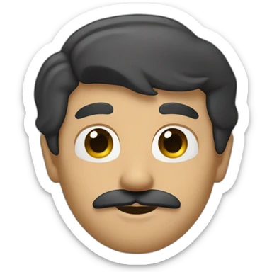 homme avec petite moustache et cheveux noirs avec une raie sticker