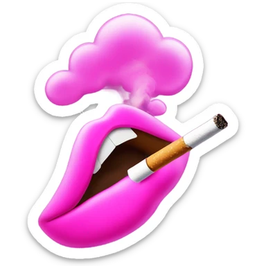 Neon pink lips are blowing smoke, and a cigarette is in her mouth sticker
