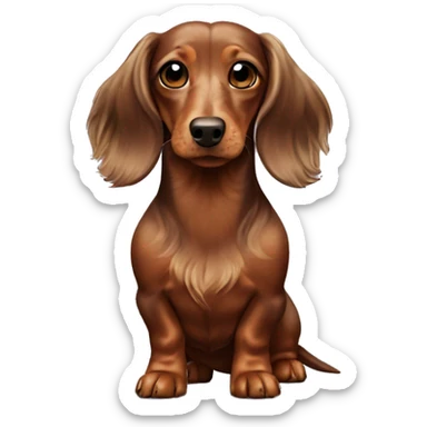 long-haired brown marble dachshund in full height sticker