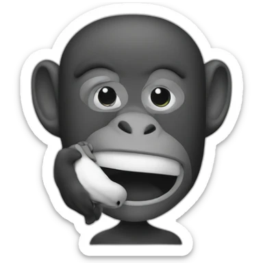 M with a monkey's head Black and white sticker