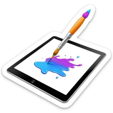 paintbrush drawing on a tablet screen sticker