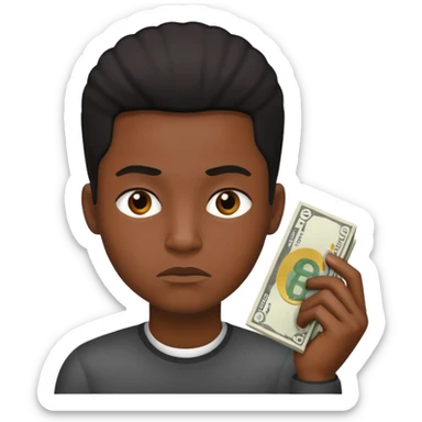 ambitious thinking about moneyemoji, black person sticker
