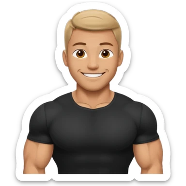 muscular man in black shirt being taken from behind emoji sticker