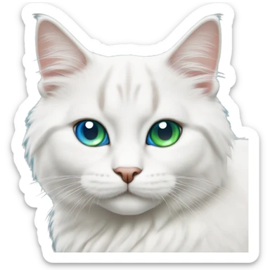 white siberian male cat with one blue eye and one green eye cute  sticker