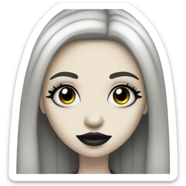  Pale Goth girl smiley face with long eyelashes and big lips sticker