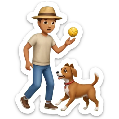 Men is playing with his dog sticker