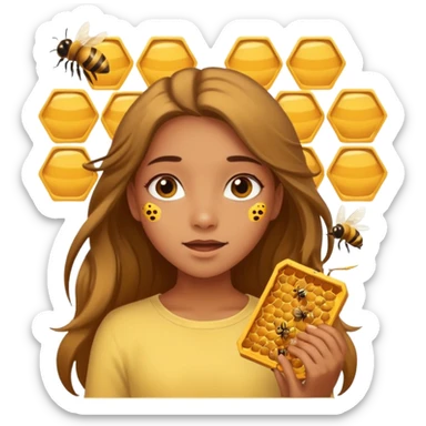 Girl playing with bees sticker