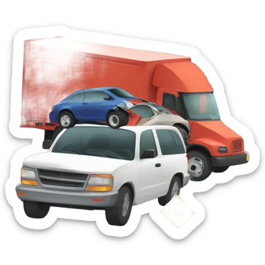Car crashing into a truck sticker