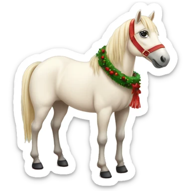Creme horse with a cozy Christmas rug sticker