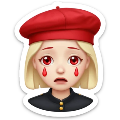 sob emoji face with beret sticker