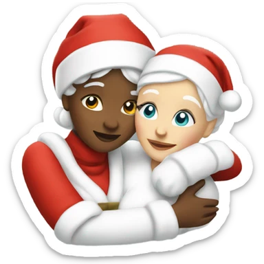 white mrs claus hugging white mrs claus sticker