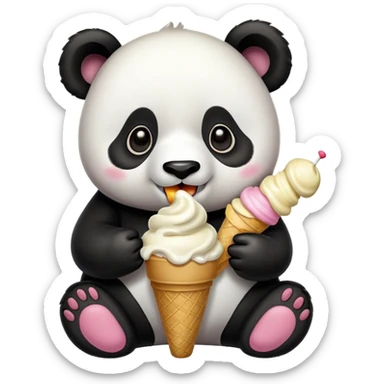 Panda eating ice cream sticker