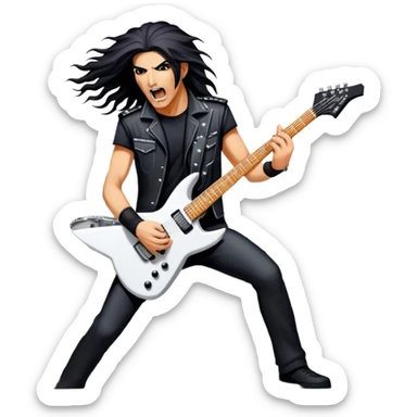 Icon for Heavy Metal: Anthrax band performing live on stage with electric guitars, drums, and a vocalist. The crowd is energetic, with heavy metal vibes. The design should capture the raw power and intensity of a live metal concert. Transparent background. sticker