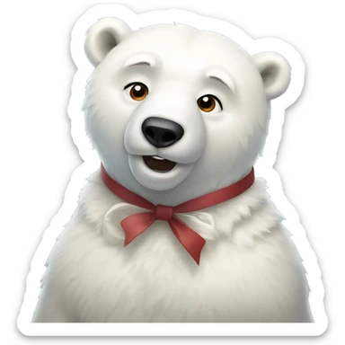 Polar Bear with a bow sticker