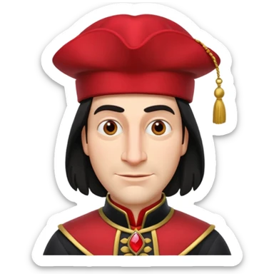 lord farquad avec un chapeau rouge plat sur le dessus sticker