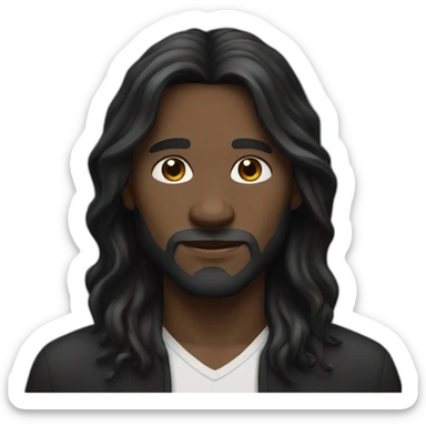 Straight black long haired man with white skin sticker
