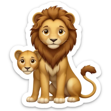 in lion family, only Kid Girl lion., full body, single tail sticker
