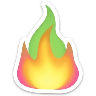 yellow,green, and pink flame sticker