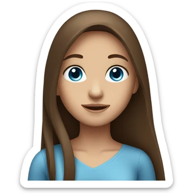 A girl with brown long and straight hair with blue eyes sticker