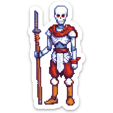 Papyrus from Undertale, pixel art style, transparent background sticker