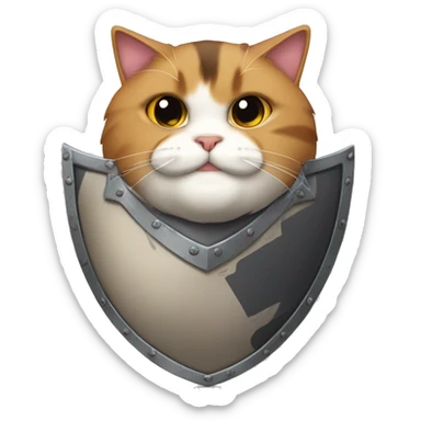 Fat calico cat with a shield  sticker