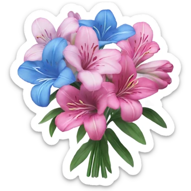 Blue pink alstroemeria bouquet sticker
