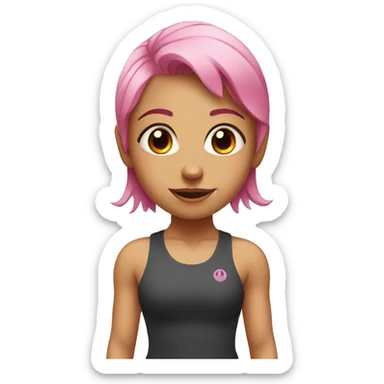  girl doing squats at the gym with pink hair and brown eyes  sticker