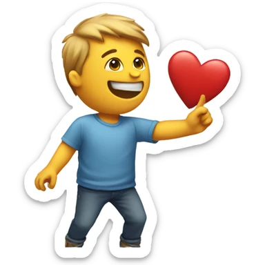 Throwing a heart emoji with hand sticker