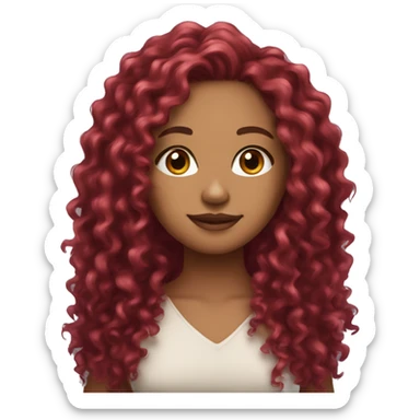 beautiful light skin with long burgundy curly hair  sticker