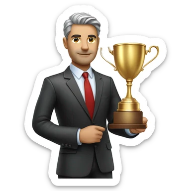 Photorealistic serious businessman with trophy in his hand sticker